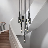 Thumbnail for Linear wire pendant black creative minimalist chandelier with Italian copper creating elegant lighting for dining room kitchen island