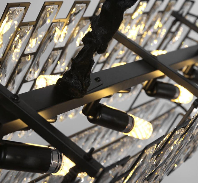 Elegant K9 crystal linear pendant with sleek design creating sophisticated atmosphere for kitchen island dining room lighting