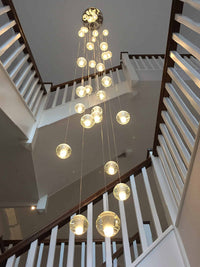 Thumbnail for The image shows the perspective when looking up at the fixture from directly below the chandelier, with a random arrangement of the spheres. UL certified.Suitable for stairwells.
