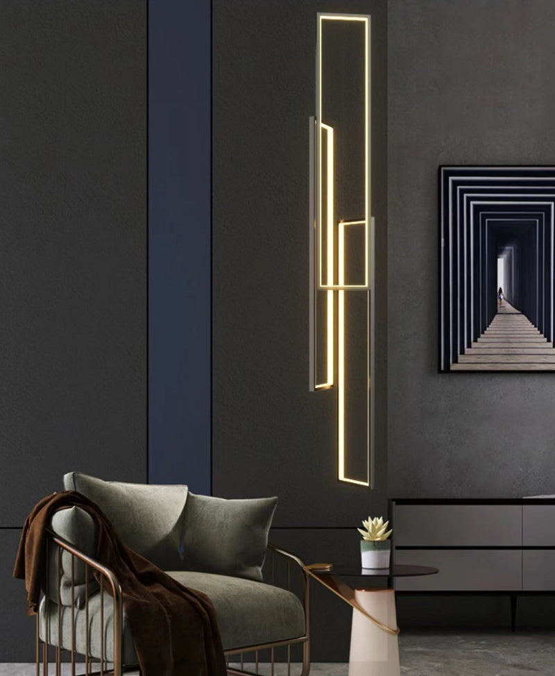 Black aluminum 3-light square LED pendant, dimmable UL certified for staircase foyer entryway stairwell