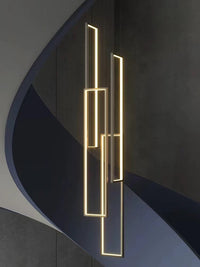 Thumbnail for Black 4-light dimmable LED pendant chandelier, UL certified for stairwell foyer entryway lighting fixture
