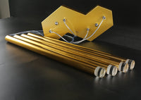 Thumbnail for Linear cylindrical restaurant pendant light with a golden meteor shower design and seamless light tubes, perfect for modern dining tables.