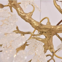 Thumbnail for Modern linear tree branch chandelier with copper design creating dining table statement piece with glass leaves for room light fixture