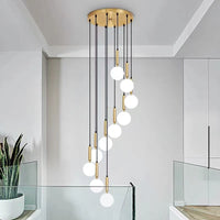 Thumbnail for LED glass pendant chandelier featuring modern unique bubble ball creative design for staircase foyer entryway high ceiling