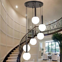 Thumbnail for Creative staircase chandelier with modern unique bubble ball and LED glass pendant for foyer entryway contemporary lighting