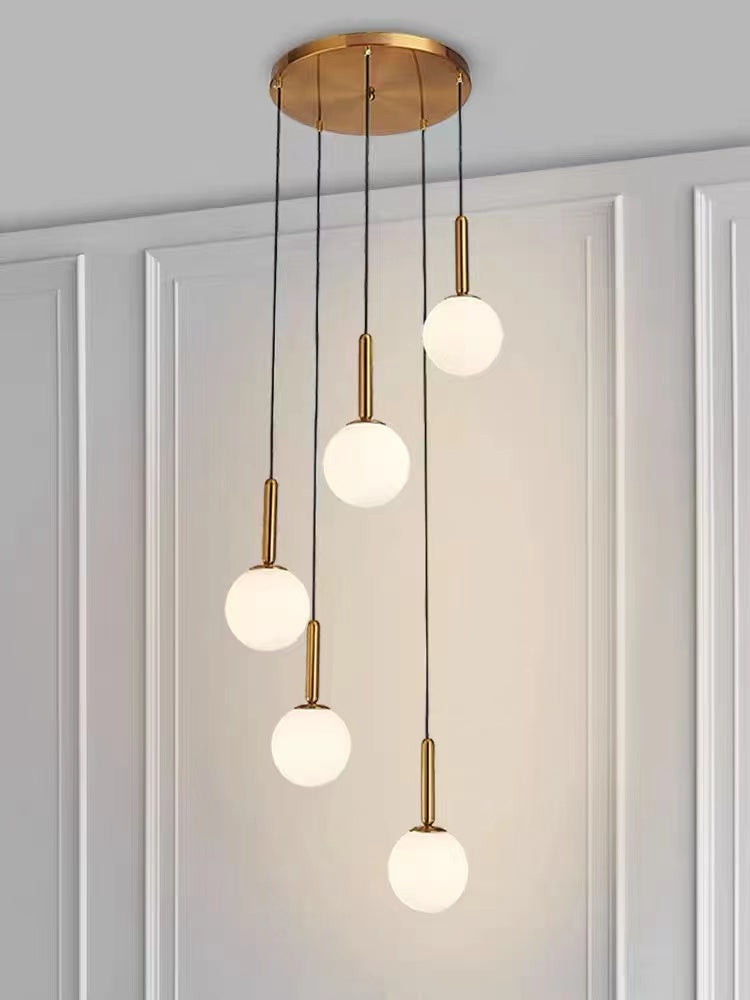 Unique creative bubble ball chandelier with modern LED glass pendant for staircase foyer entryway two-story ceiling lighting