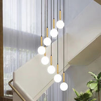 Thumbnail for LED glass pendant featuring modern unique bubble ball design for creative staircase chandelier foyer two-story ceiling lighting