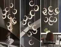 Thumbnail for Modern chandelier lighting featuring moon hanging pendant lights for staircase foyer entryway contemporary high ceiling