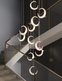 Thumbnail for Moon hanging pendant lights modern staircase chandelier creating elegant lighting for dining room foyer high ceiling