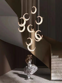 Thumbnail for Moon pendant lights chandelier with modern design creating sophisticated lighting for staircase foyer entryway high ceiling