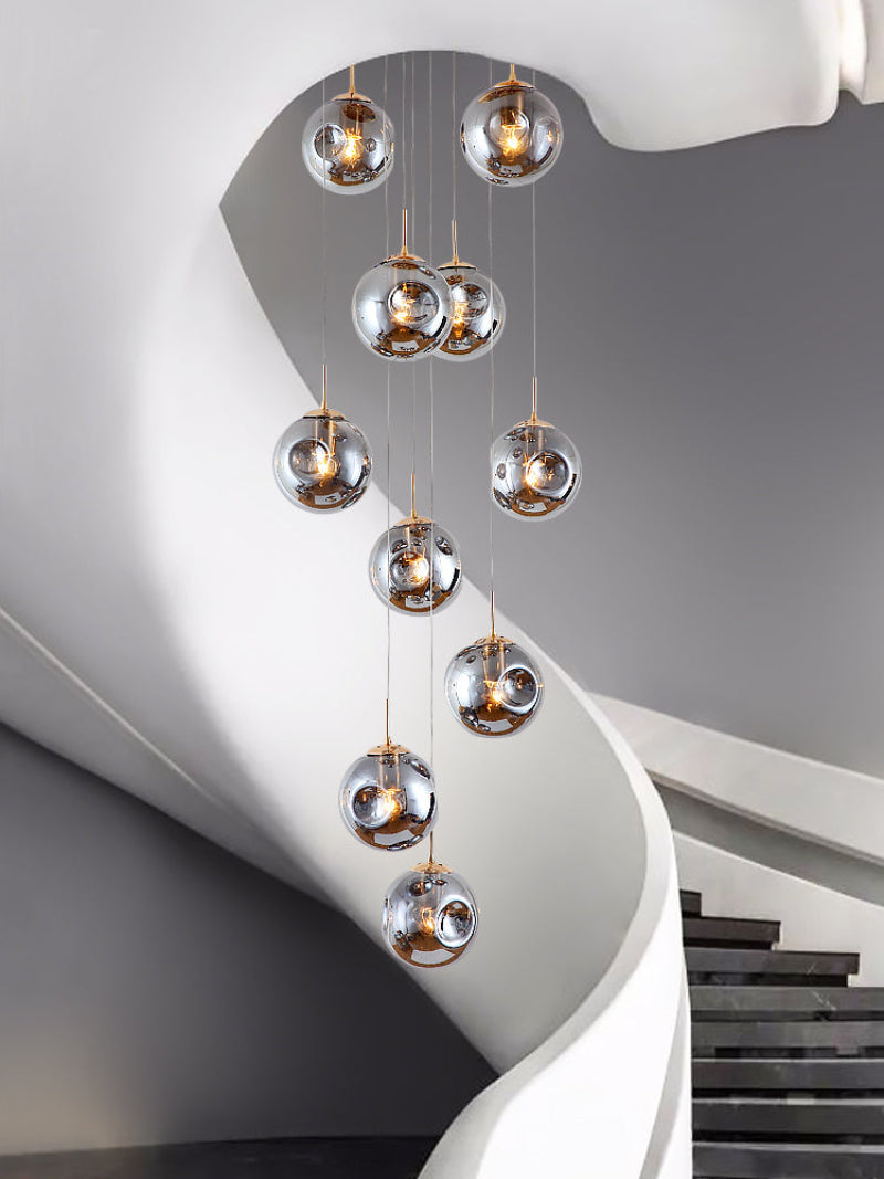 Murano-inspired glass chandelier with concave-convex bubble design featuring textured 3D surface for dining room foyer