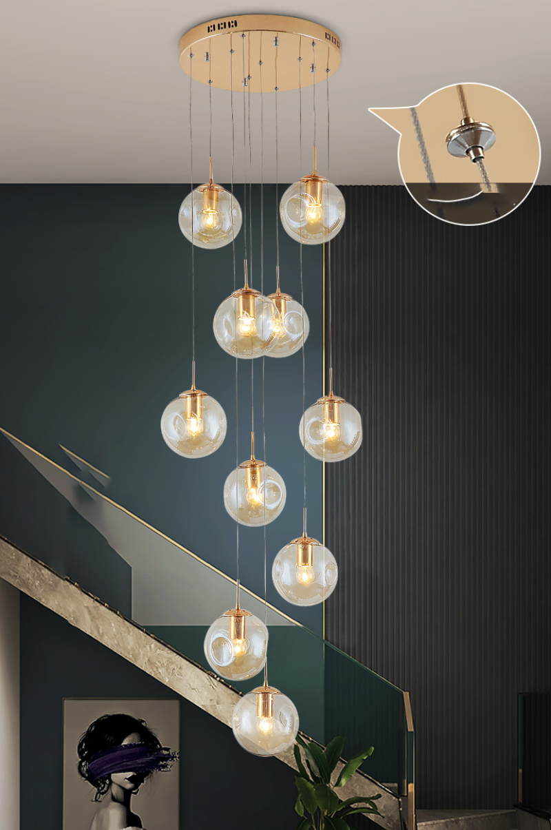Artistic bubble ball chandelier with innovative textured concave-convex surface and light refraction for modern foyer staircase