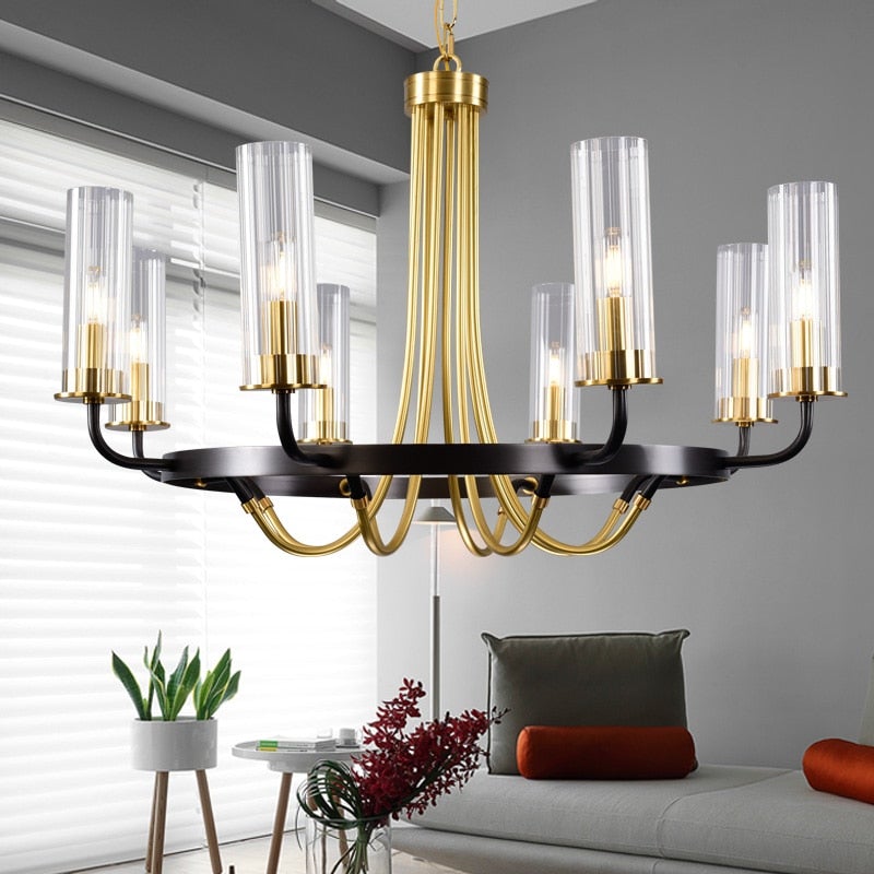 brass and crystal chandelier 