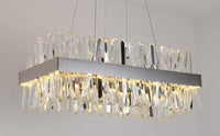 Thumbnail for Spectacular rectangular chandelier light fixture with crystal design creating contemporary luxury lighting for dining room high ceiling