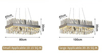 Thumbnail for Designer rectangular crystal chandelier with modern luxury design creating sophisticated lighting for high-end dining room foyer