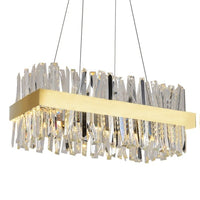 Thumbnail for Rectangular crystal pendant lights with spectacular design creating luxurious lighting for modern dining room foyer high ceiling