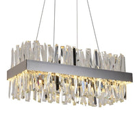 Thumbnail for Modern crystal chandelier with spectacular rectangular design creating elegant luxury lighting for contemporary dining room foyer