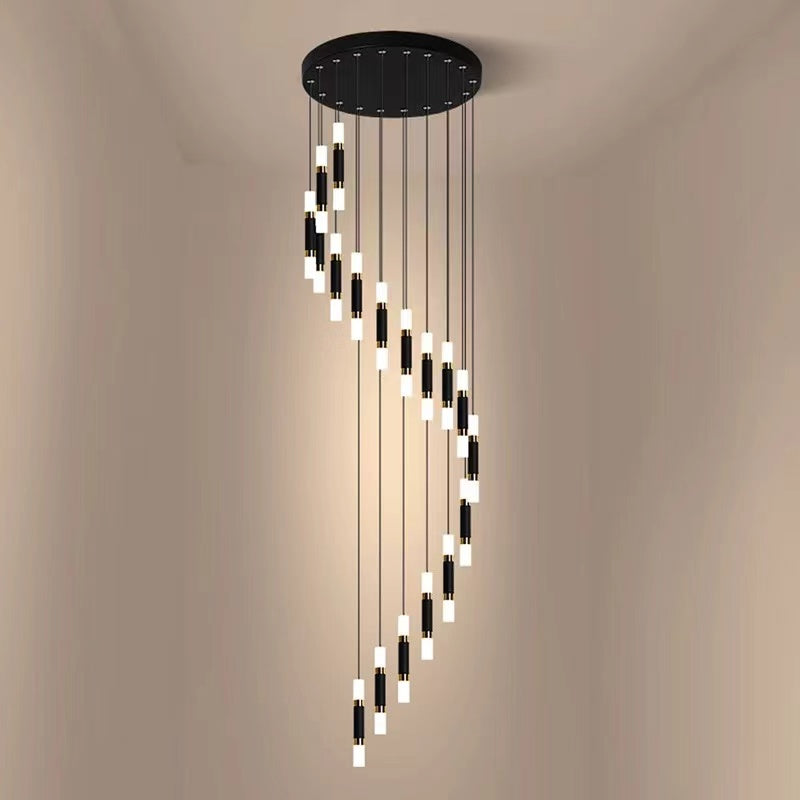 Premium spiral staircase crystal chandelier foyer pendant creating sophisticated lighting for entryway stairwell high ceiling