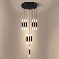 Thumbnail for Spiral crystal chandelier with staircase design and foyer pendant creating brilliant lighting for entryway two-story ceiling