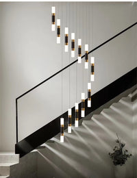 Thumbnail for Spiral crystal chandelier lights with staircase design creating elegant lighting for foyer entryway two-story space