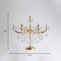Thumbnail for 7 Bulbs Crystal Strand table lamp with electroplated gold and crystal strands creating glamorous accent lighting for nightstand