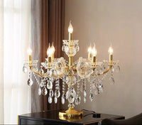 Thumbnail for Crystal Strand night table lamp with 7 bulbs and electroplated gold finish creating sophisticated ambiance for bedroom office