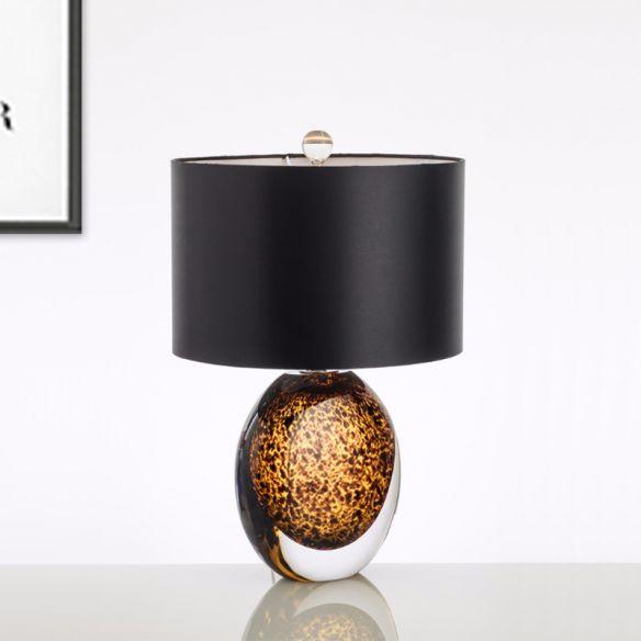 Large crystal base table lamp featuring Amber Art design with amber-toned crystal creating warm accent lighting for bedside office