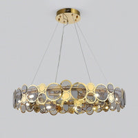 Thumbnail for Anadem Round art deco chandelier with stainless steel and frosted glass creating unique elegance for dining room living room villa
