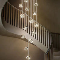 Thumbnail for Modern ice crystal cube chandelier, handcrafted translucent design for staircase foyer entryway high ceiling,Random permutation