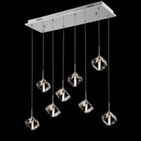 Thumbnail for Modern pendant light fixture with crystal-like glass shades on a black background