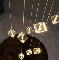 Thumbnail for UL-certified handcrafted Arctic Drift ice cube fixture with clean lines and geometric shapes for modern staircase foyer entryway