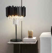 Thumbnail for Black Wyvern K9 crystal modern table lamp with dragon-inspired design creating dramatic lighting for bedroom nightstand living room