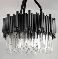 Thumbnail for Black K9 crystal chandelier lights with E14 LED bulbs creating ambient illumination for elegant dining room living room lighting