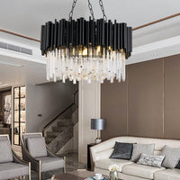 Thumbnail for Black Wyvern chandelier with sleek black finish and K9 crystals creating luxurious edge for modern dining room living room