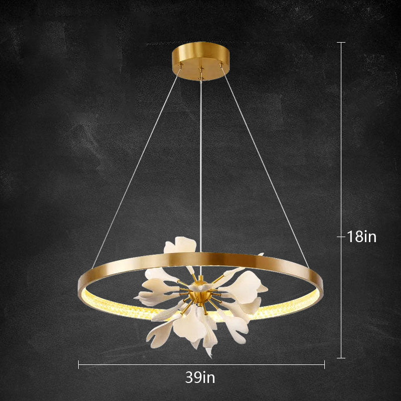 Bronze petal chandelier with versatile postmodern design creating refined elegance for kitchen dining room living room foyer
