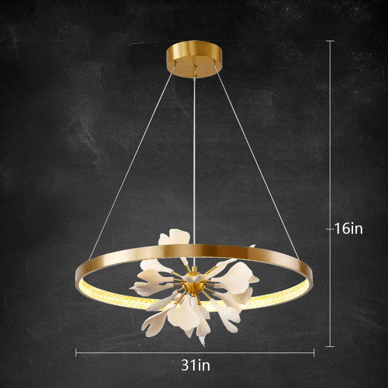 Modern bronze petal chandelier with unique art pattern creating natural agility for contemporary dining room living room foyer