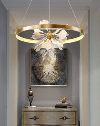 Thumbnail for Postmodern art chandelier with bronze petal design creating low-key fashion interpretation for elegant foyer living room