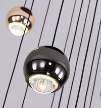 Thumbnail for Luxury chocolate ball chandelier in gold finish with cognac glass creating warm ambiance for villa foyer two-story ceiling