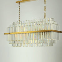 Thumbnail for Brushed Tier chandelier with stainless steel and tiered K9 crystals creating luxury showpiece for dining room kitchen island