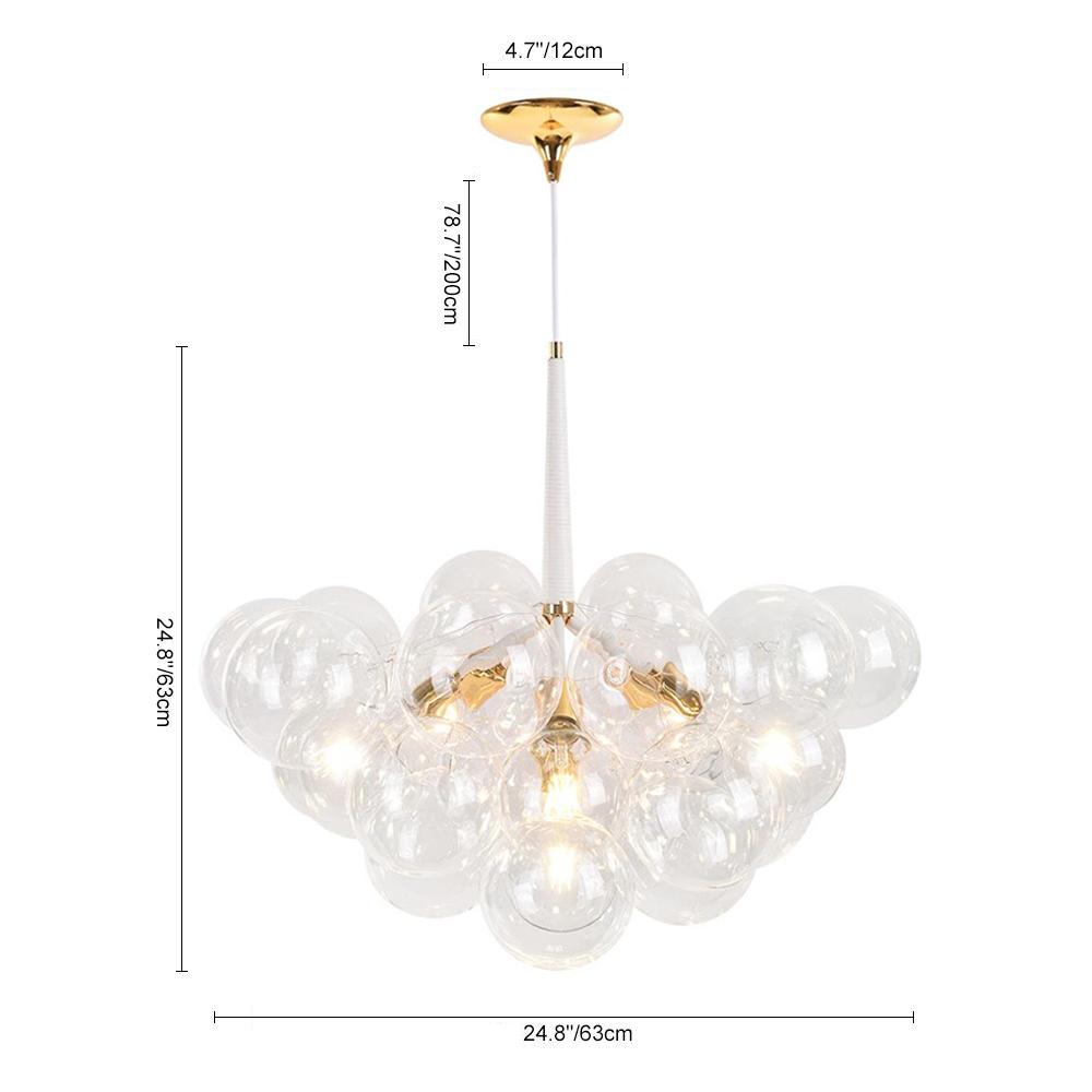 Bubble ball chandelier with glass sphere design creating modern lighting for dining room living room contemporary space