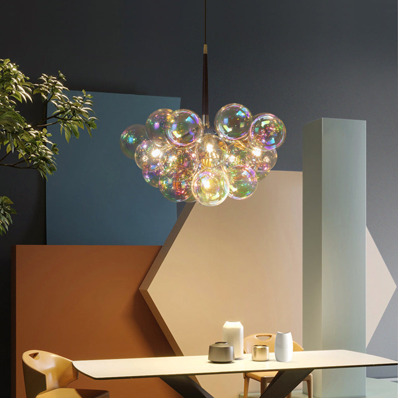 Bubble lights fixtures with glass sphere design creating bedroom bedside accent lighting for modern interior decor