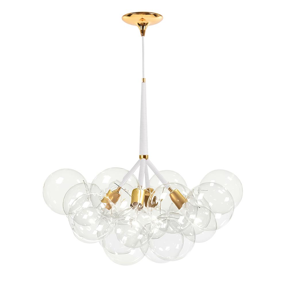 Bubble chandelier light with pre-installed E27 LED and glass spheres for energy-efficient dining room foyer lighting