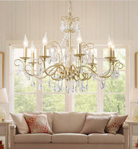 Thumbnail for  Candlestick chandelier with classic European design and K9 crystal chains creating traditional elegance for dining room living room
