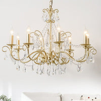 Thumbnail for Classic European crystal chandelier with gold finish creating timeless ambiance for elegant dining room bedroom reception hall