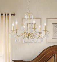 Thumbnail for Round European chandelier with cascading K9 crystal chains creating exquisite elegance for grand dining room living room foyer