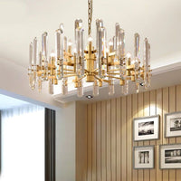 Thumbnail for Candlestick Elegance modern crystal chandelier with candelabra design creating elegant lighting for dining room foyer high ceiling