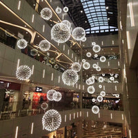 Thumbnail for Modern chrome-plated chandelier, suitable for restaurants; LED starburst dandelion design, suitable for large spaces such as commercial shopping malls.