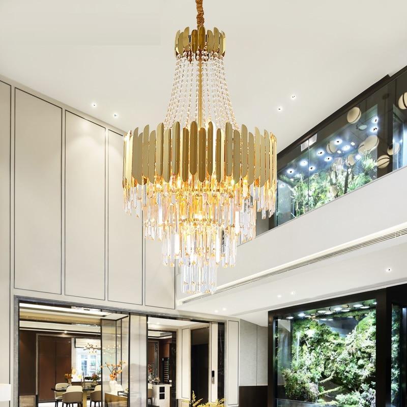K9 crystal starburst chandelier with stainless steel and high-end design creating luxurious focal point for hotel foyer