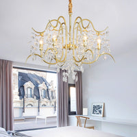 Thumbnail for Precision-cut crystal pendant ceiling lights with Champagne Cascade design creating sophisticated lighting for dining room entryway