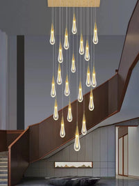 Thumbnail for Crystal raindrop chandelier lighting, champagne rain cluster design for staircase foyer entryway high ceiling,UL